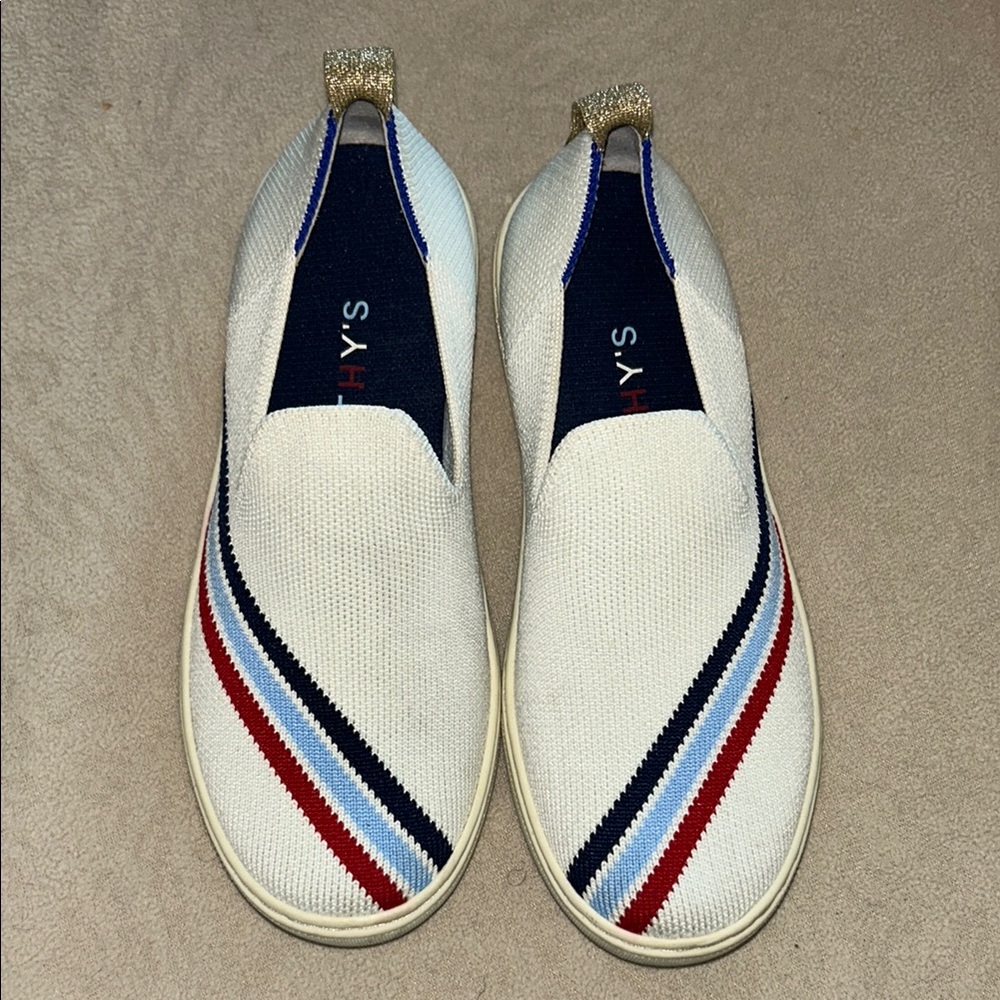 White and Red Slip-On Sneakers with Sporty Design